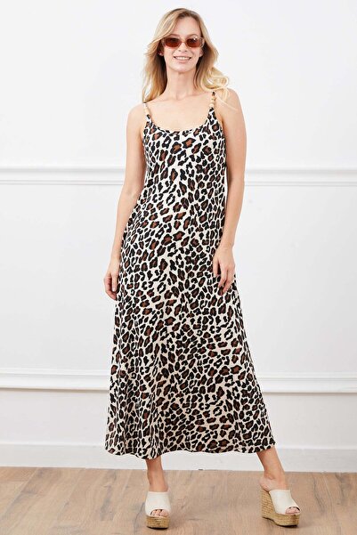 Fulla Moda Leopard Patterned Strappy Dress