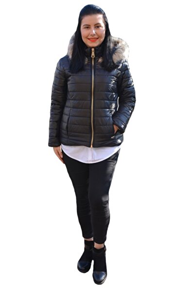 OEM Jacheta casual, neagra, calduroasa, cu gluga detasabila