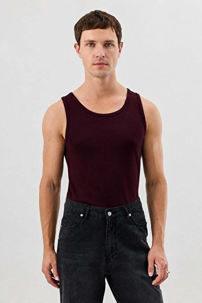 Antioch Burgundy Men's Basic Ribbed Undershirt
