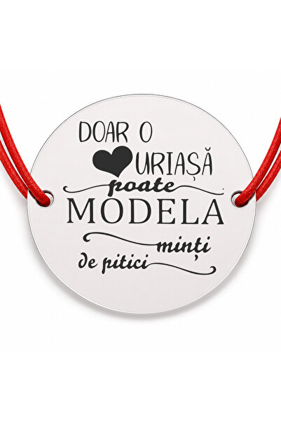 Simoshop Brățară argint 925 cu bănuț pentru educatoare, șnur reglabil — cadou