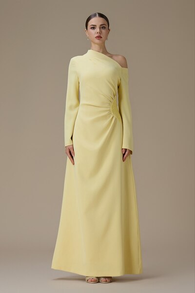 Mar style Off Shoulder Long Sleeve Maxi Evening Dress