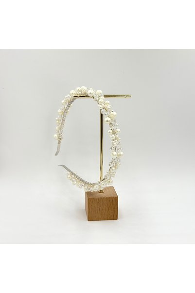 gelinmz Women's Pearl Bridal Crown Special Design Fine Elegance Hair Accessory Engagement and Wedding Hairband