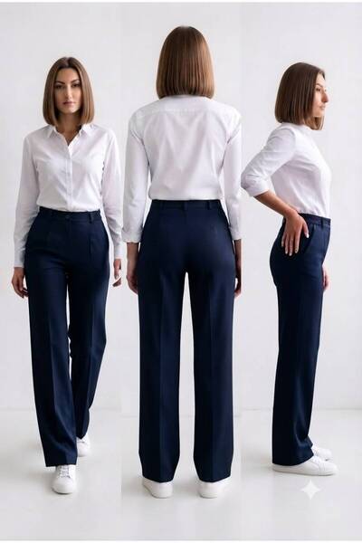 hies PANTALONI DIN MATERIAL ELASTIC CU NASTURI + ÎNCHIDERE CU FERMUAR, CU TIV...