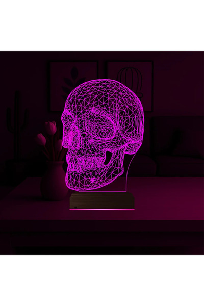 Genel Markalar Kuru Kafa İskelet 3D Lamba - Masa Gece Lambası