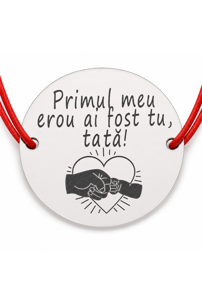 Simoshop Brățară argint 925 cu bănuț Tata erou, șnur reglabil — cadou