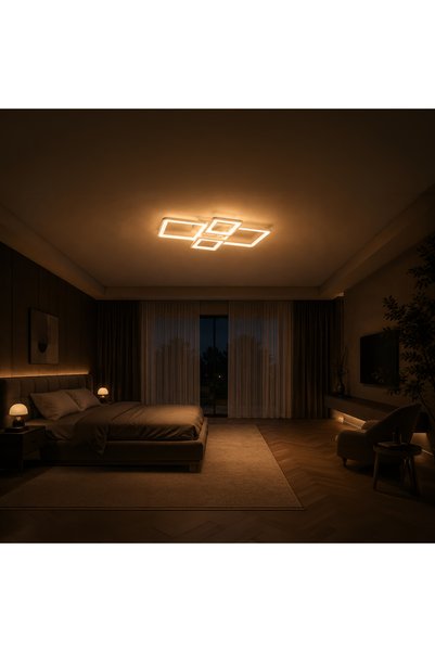 Alessandro DESIGN Lustra LED cu telecomanda ELLA 67W, 4 Patrate, lumina Rece/...