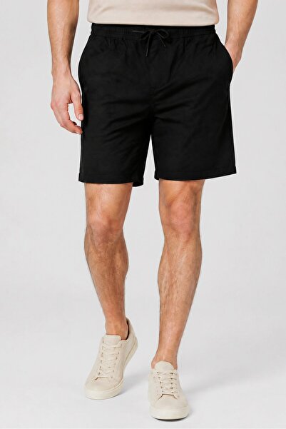 Larsson & Co Men Solid Chino Shorts, Black