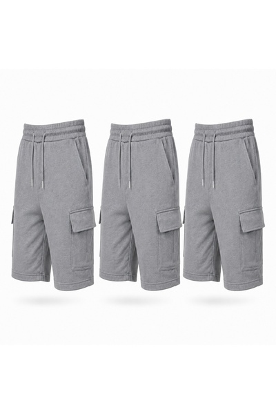 SURMARİ Set de 3 pantaloni scurți unisex, confortabili, cu buzunare cargo