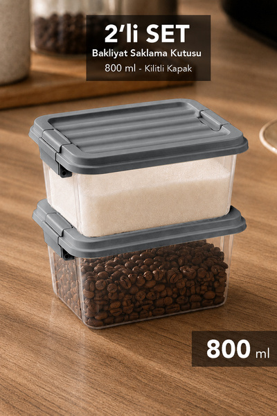 Meleni Home 2-Piece Small Legume Storage Container - Kitchen Pantry Organizat...