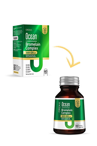 Orzax Ocean Bromelain Complex -3600 GDU (Bromelain-Kiraz Meyve Sapı-Yeşil Çay...