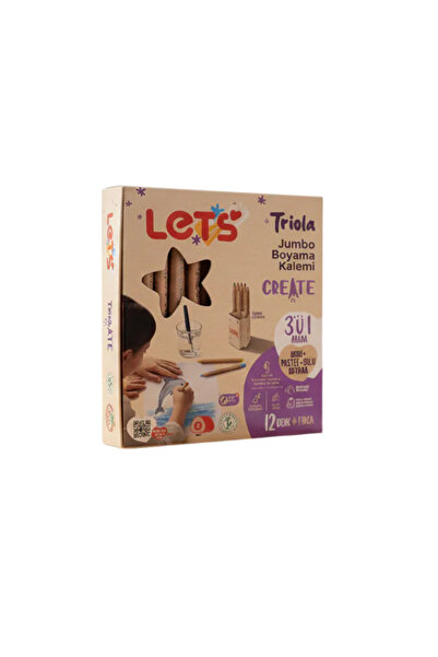 Lets Boya Kalemi Triola 3İn1 12 Renk Jumbo +Fırça L04005