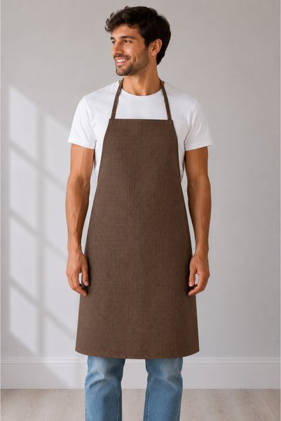 koçaktoptan 10-Piece Chef Kitchen Apron Brown with Waist Tie