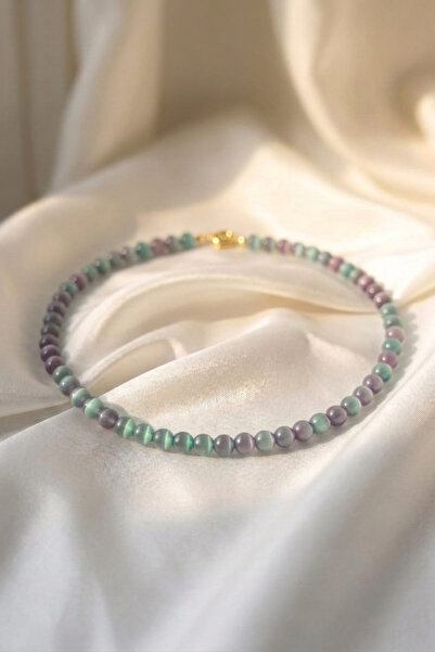 Elifsu Jewelry قلادة لومينا ميرميد جلاس من الحجر الطبيعي الشفاف الملون، كوارت...