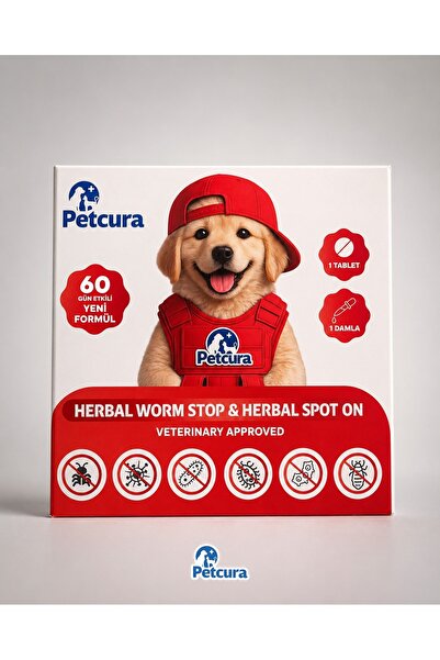 PETCURA Köpekler İçin Bitkisel İç Dış Parazit Damla ve Tablet Seti