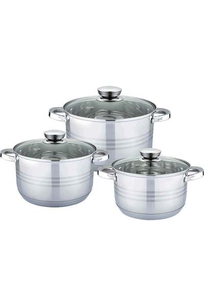 Bohmann Set 3 cratite din inox cu capac, 2.9l, 3.9l, 5.1l,