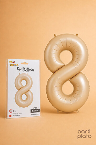 He2 Balloons بالون كراميل فويلي على شكل رقم 8 مقاس 86 سم، بالون بلون الكراميل...