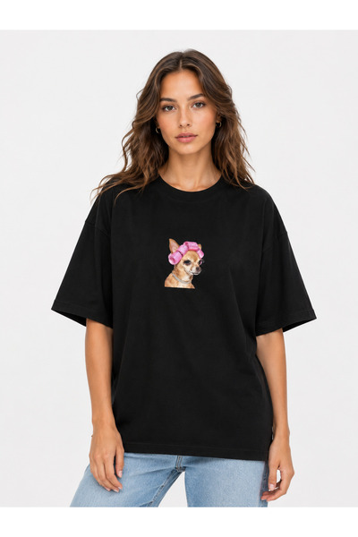 Compostela Unisex Women's Men's Kokoş Dog Animal Design Printed Oversized Thi...