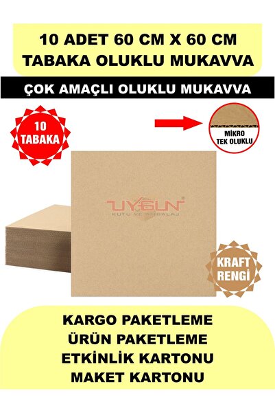 Uygun Kutu ve Ambalaj 10 Adet 60cm x 60cm Baskısız Tabaka Oluklu Mukavva, Çoc...