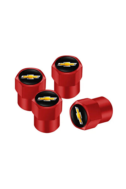 GARDENAUTO Chevrolet Logo Aluminum Cover 4 Pieces Valve Cover (Red)