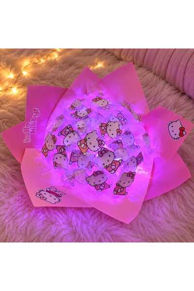 Anelli Hello Kitty LED Işıklı Hediye Buketi - El Yapımı Özel Tasarım Sevgiliy...