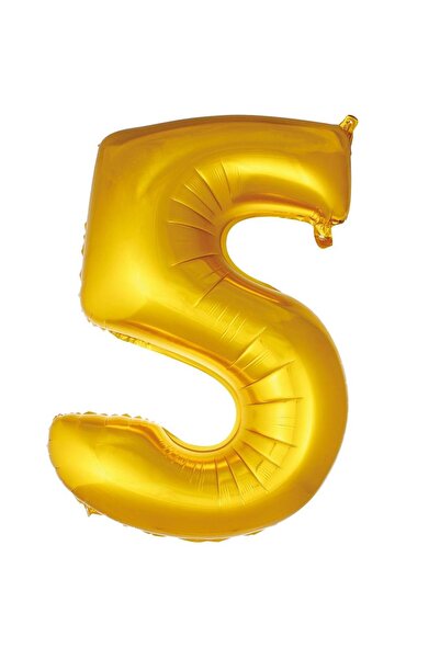 Parti Dükkanı 16 Inch 36 cm Gold 5 Number Foil Balloon Birthday Age Balloon P...