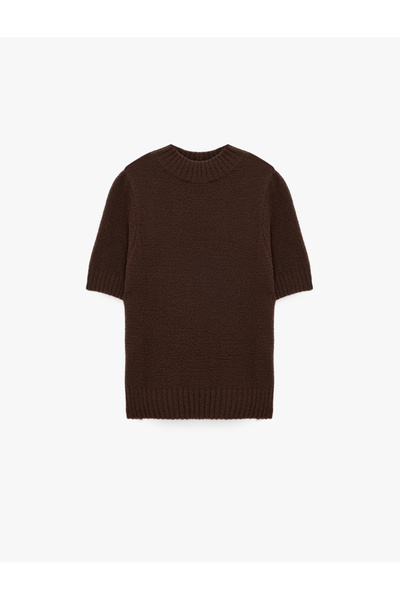 Koton Short Sleeve High Neck Plush Sweater