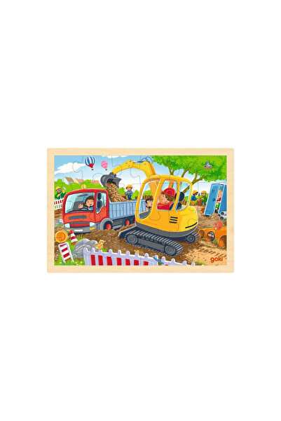 Goki Puzzle excavator din lemn 24 piese