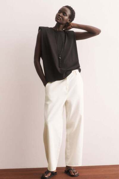 H&M Belted barrel trousers