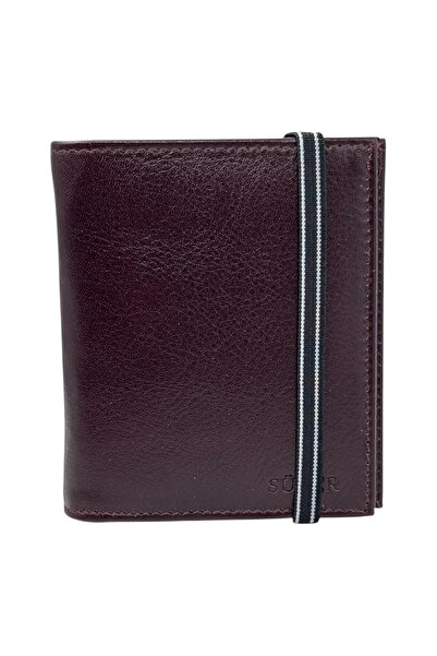 S.S SÜZER DERİ Brown Genuine Leather Elastic Double Fold Vertical Model Sport...