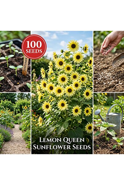 Bloom & Sow Seed بذور عباد الشمس 'ليمون كوين' - عباد الشمس متعددة الرؤوس بلون...