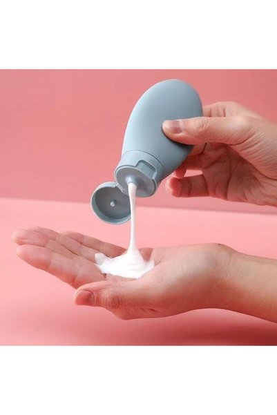 Pisicik 3 Pieces Multi-Purpose Travel Type Refillable Cream Shampoo Bottle Set Cream Box