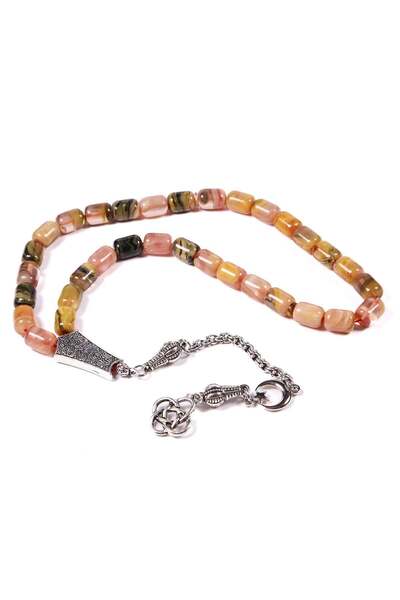 TESBİHKENTİ Ebruli Color Metal İmameli Crimped Amber Prayer Beads