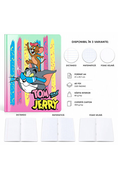 Ingift Caiet A4 Personalizat Tom and Jerry Retro – 60 Foi, Matematica
