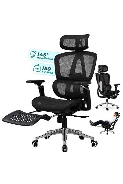 Timebox Scaun de birou ergonomic cu plasă, brațe 9D, tetieră 8D, suport lomba...