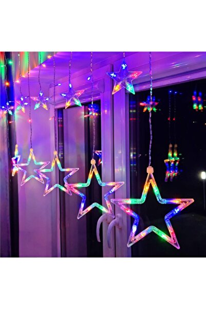 Mandalin , Ghirlanda luminoasa tip perdea cu stelute 138 LED-uri, multicolor