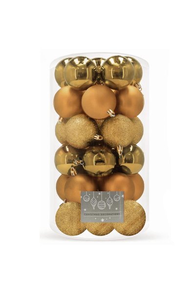 Luna Bite , Set globuri de Craciun, 30 bucati, 3 modele, 6cm, auriu