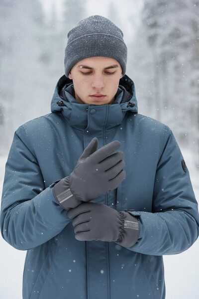 Aware Time Parachute Fabric Touchscreen Plush Men's Gloves
