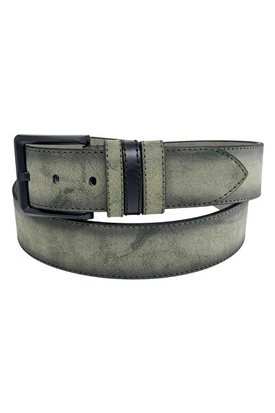 S.S SÜZER DERİ Khaki Green Suede Faux Leather Stitched Model 4.5 cm Unisex Sp...