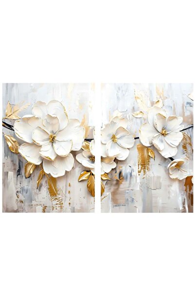 OEM Set de 2 tablouri decorative florale pe pânză, 2x80x120 cm, pânză/lemn, g...
