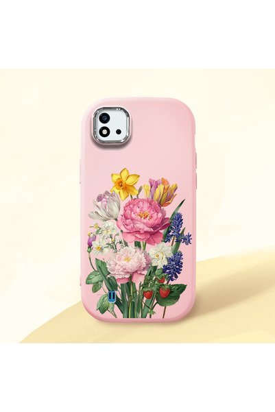 Hontinga Realme C20 Compatible Case Camera Protector Pink Silicone Couple Pho...