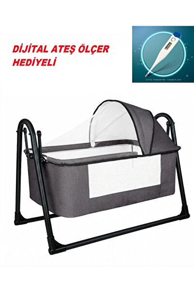 MAGNAKİDS Keten Fileli Silinebilir Portatif Sallanır Anne Yanı Beşik Sepet Be...