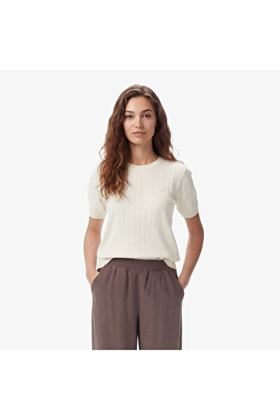 Nautica Kadın Krem Slim Fit Triko
