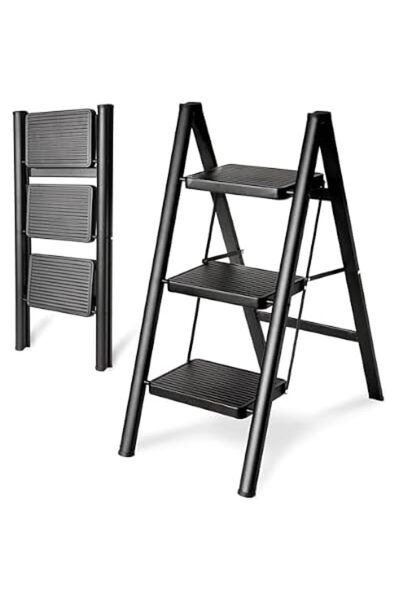 Other Step Ladder, 3 Steps Full Steel Folding Step Stool, Sturdy Small Step S...