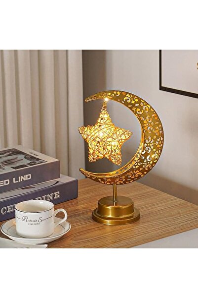 GENERAL Ramadan Eid Crafts Night Light,Gold Ramadan Moon Led Lamp Decoration,...