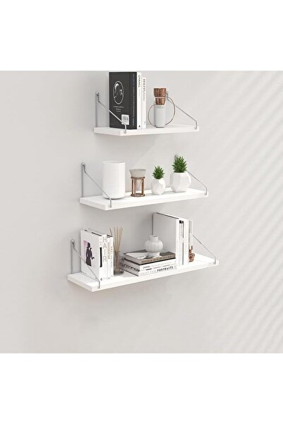 Generic 3 Set Floating Shelves, Rustic Wooden Shelf with Metal Brackets for W...