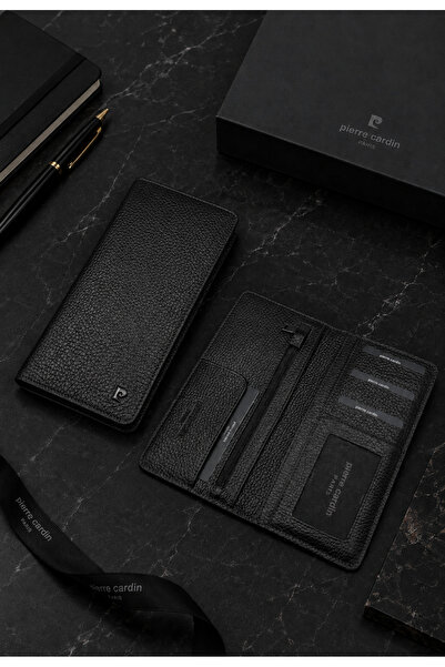 Pierre Cardin Black Men's 100% Genuine Leather Vertical Wallet - Leather Wall...