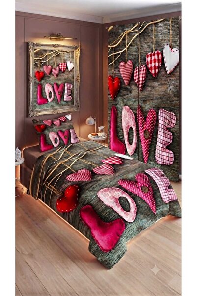 Elmas Dizayn 280*240 Cm. Special Design Single Bedding Set with Background Cu...