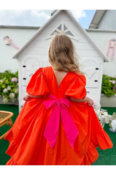Pinkitokids Li̇ya Long Girls' Dress-Orange