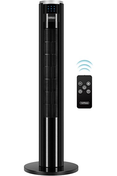 OEM Ventilator de podea silențios, rotativ, cu telecomandă, negru, 87 cm