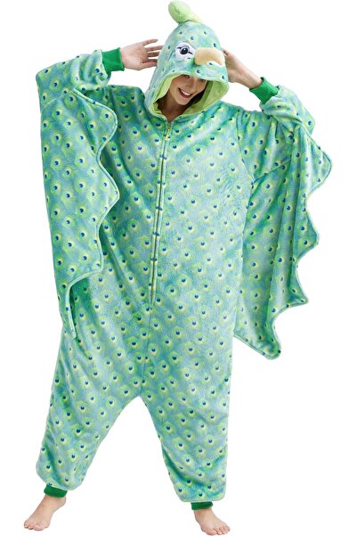 OEM Costum Kigurumi Pijama Salopetă Păun Moale Confortabil Elegant Verde M
